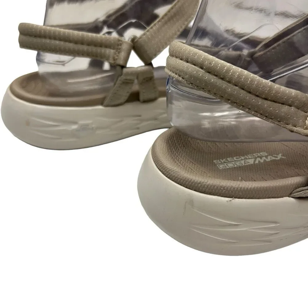 Skechers Goga Max Taupe Tan Sandals Size 11 Strappy Comfort Walking